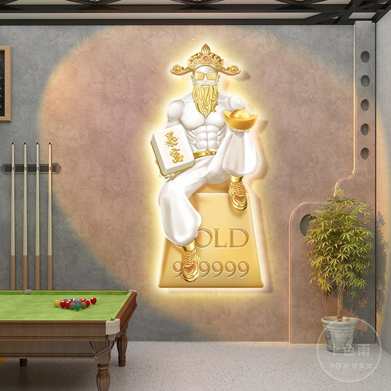 肌肉财神爷装饰画玄关客厅墙壁画麻将馆棋牌室开业送礼健身房挂画