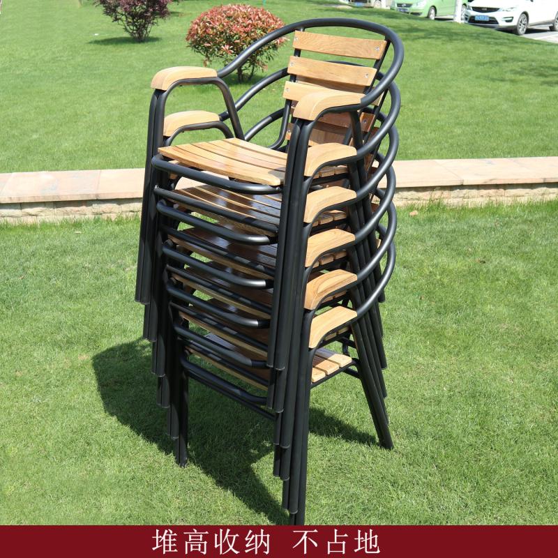 户外桌椅防腐木花园庭院家具阳台奶茶店外摆折叠藤椅实木桌椅组合
