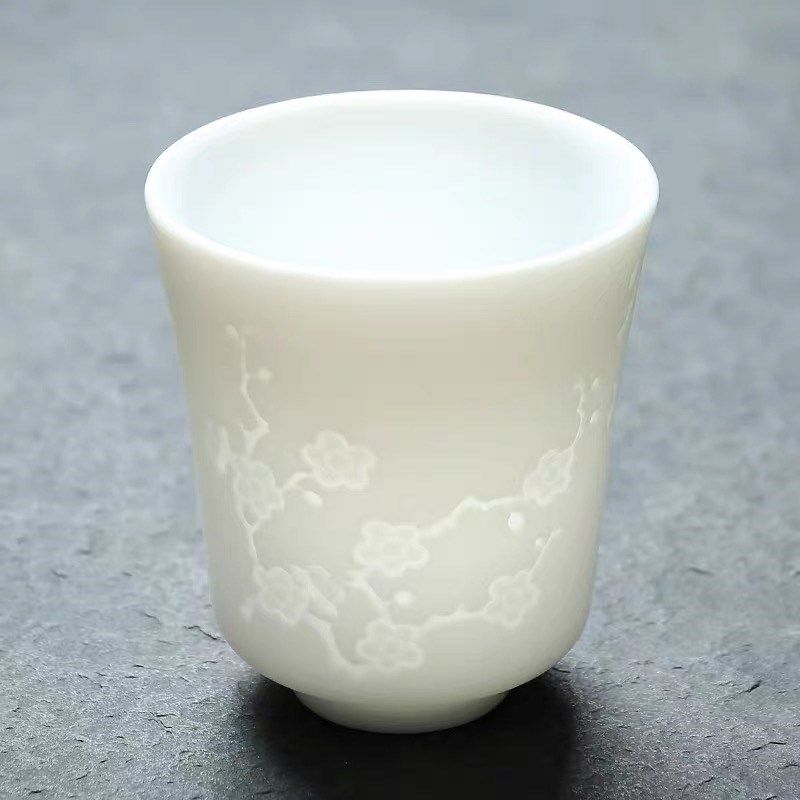 甲盏窑 李甲栈白瓷茶杯品茗杯闻香茶杯个人杯杯子玉瓷茶杯
