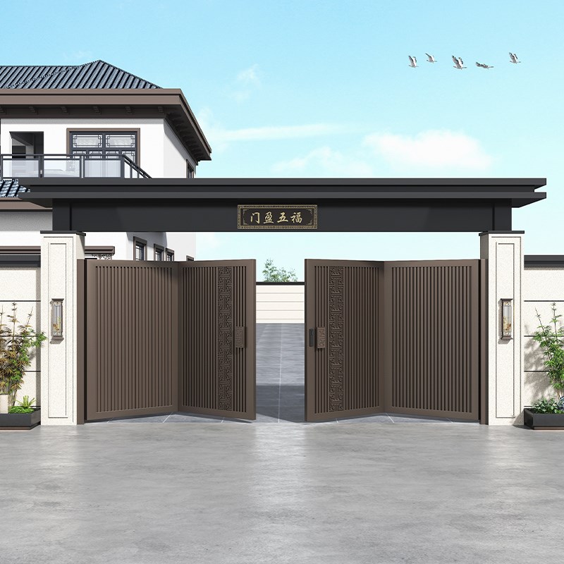 铝合金庭院门别墅大门户外院子花园门乡村自建房铝艺双开大门定制