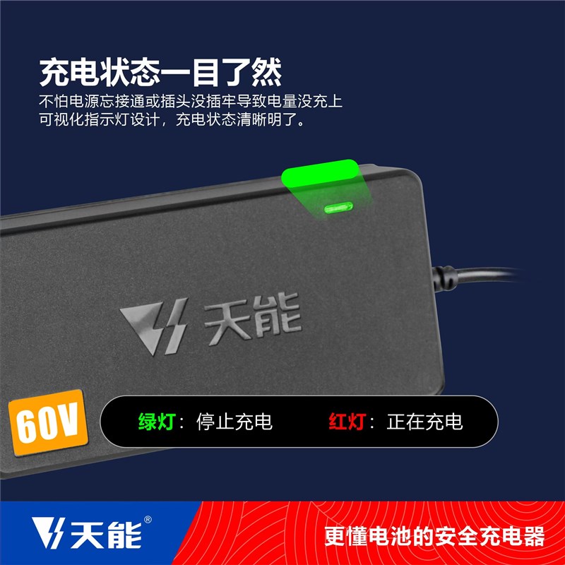 原装正品天能充电器电动车电瓶充电器48V12AH60V20AH72V带防伪码