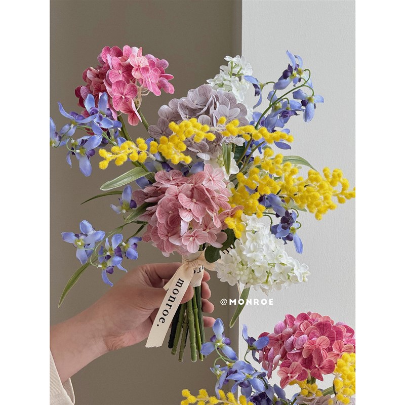 春彩手捧花 花艺师原创设计仿真花花束客厅桌面花瓶装饰永生花图片