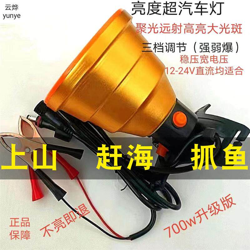 12V头灯led强光大光圈夹电瓶外接灯散光大光斑直流聚光远射灯头