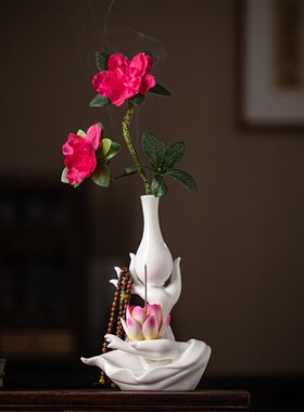 新中式佛手花瓶陶瓷摆件家居客厅水培花器绿植禅意花插桌面装饰品