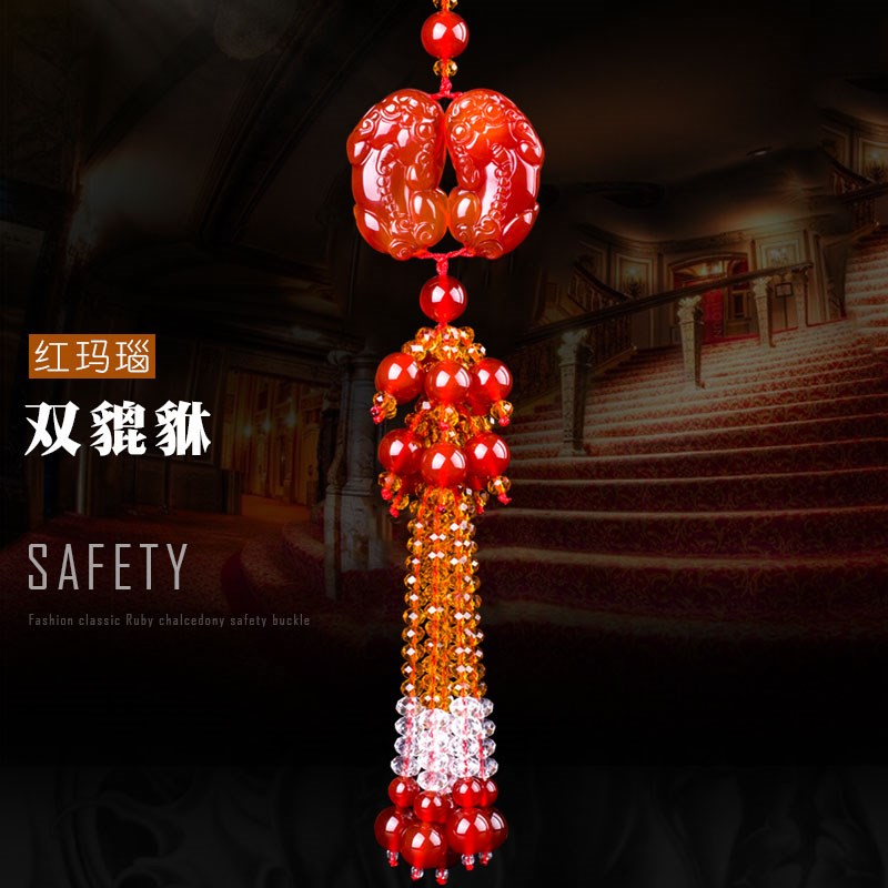 汽车挂件玛瑙貔貅挂饰车内吊饰用品玉石吊坠后视镜保平安符车饰品