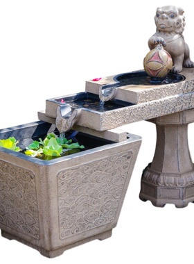 户外流水摆件室内落地水景顶楼阳台造景花园庭院装饰中式鱼池景观