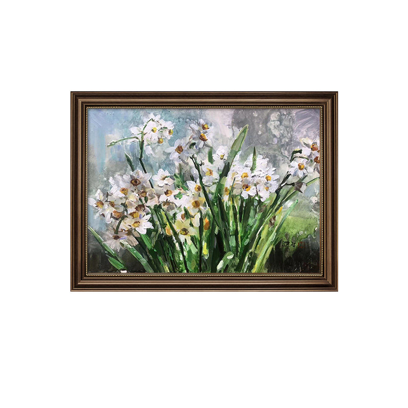 水仙花餐厅墙面挂饰美式客厅墙面装饰挂画高档大气油画2026新款
