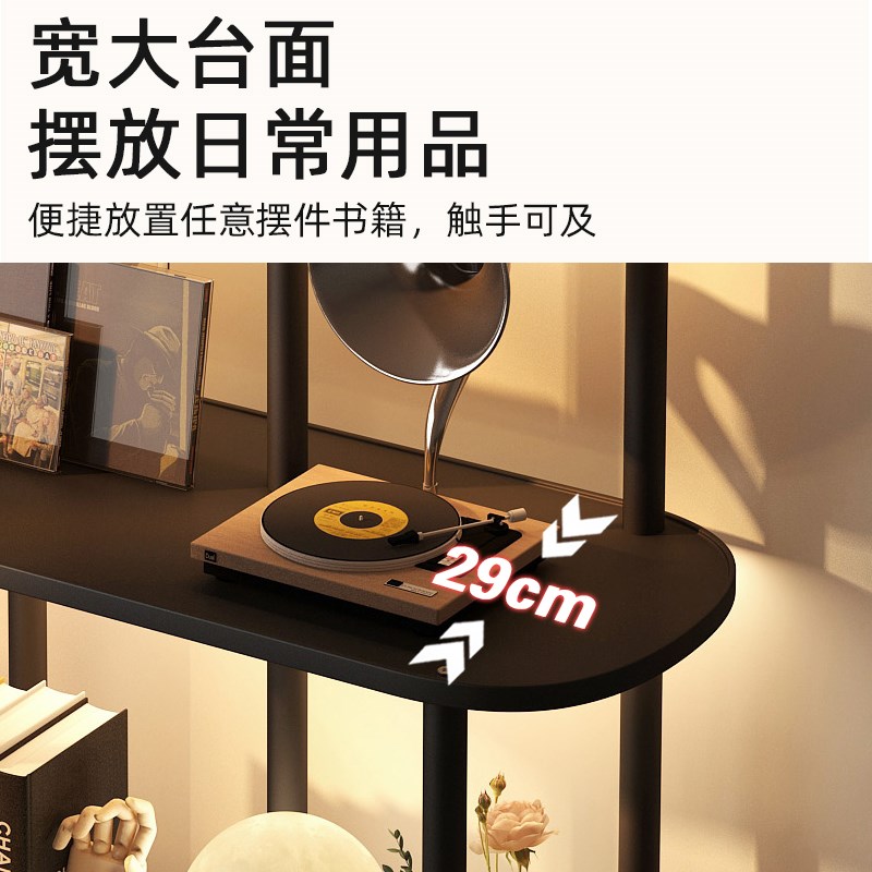 实木书架落地置物架客厅陈列架家用可移动多层收纳架简约展示架子