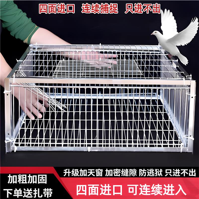 捕鸽神器天落笼鸽子笼加密鸽子活络门只进不出撞门鸽笼铁笼子跳笼图片