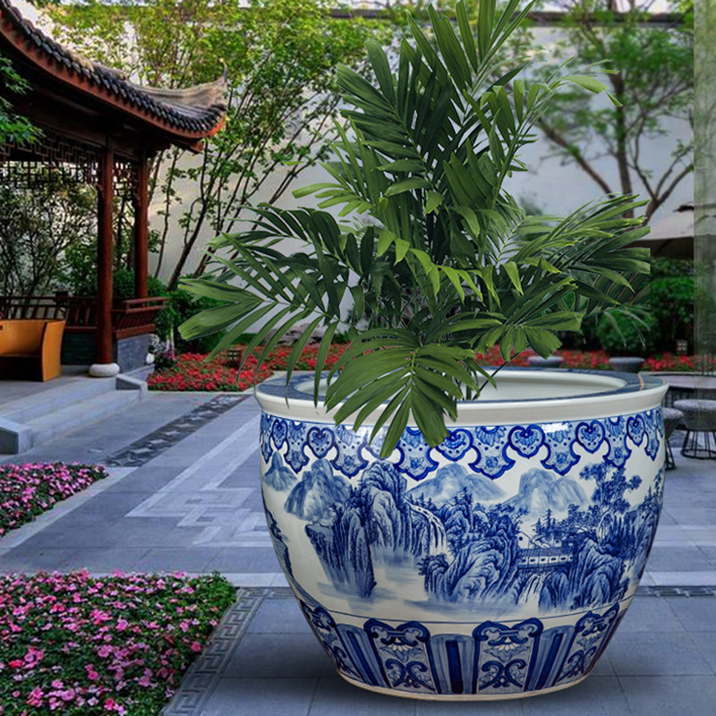 陶瓷大缸景德镇鱼缸水缸养鱼庭院特大号睡莲荷花缸室外养鱼盆摆件