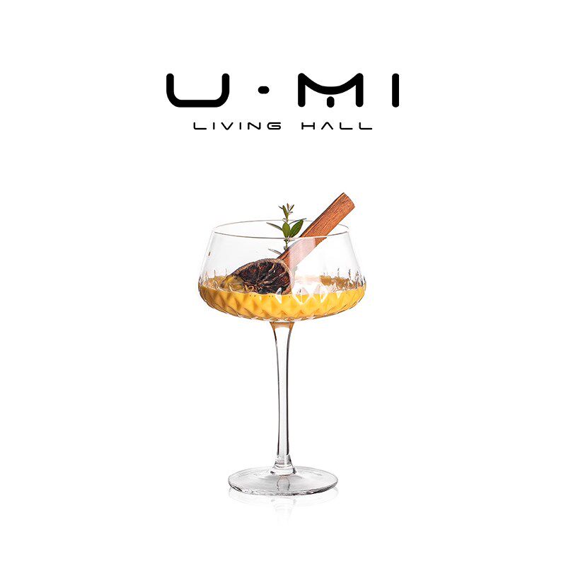 U Mi LIVING蝶塔酒具创意鸡尾酒杯水晶玻璃香槟杯浮雕高脚杯子