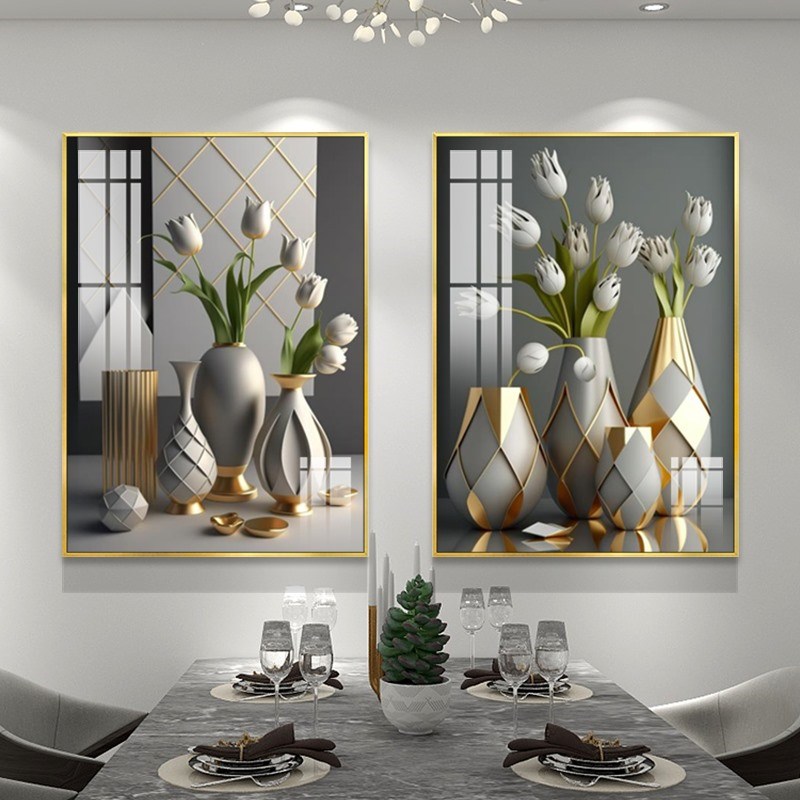 抽象立体感餐厅装饰画高档奶油风饭厅厨房组合挂画创意简约艺术画