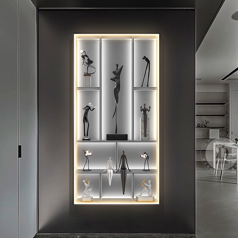 高档艺术玄关装饰画竖版高级感走廊挂画led灯画轻奢摆件客厅壁画
