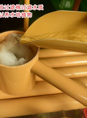 PVC竹子筒流水器循环过滤器招财旋转球摆件喷泉造景水车石槽鱼缸