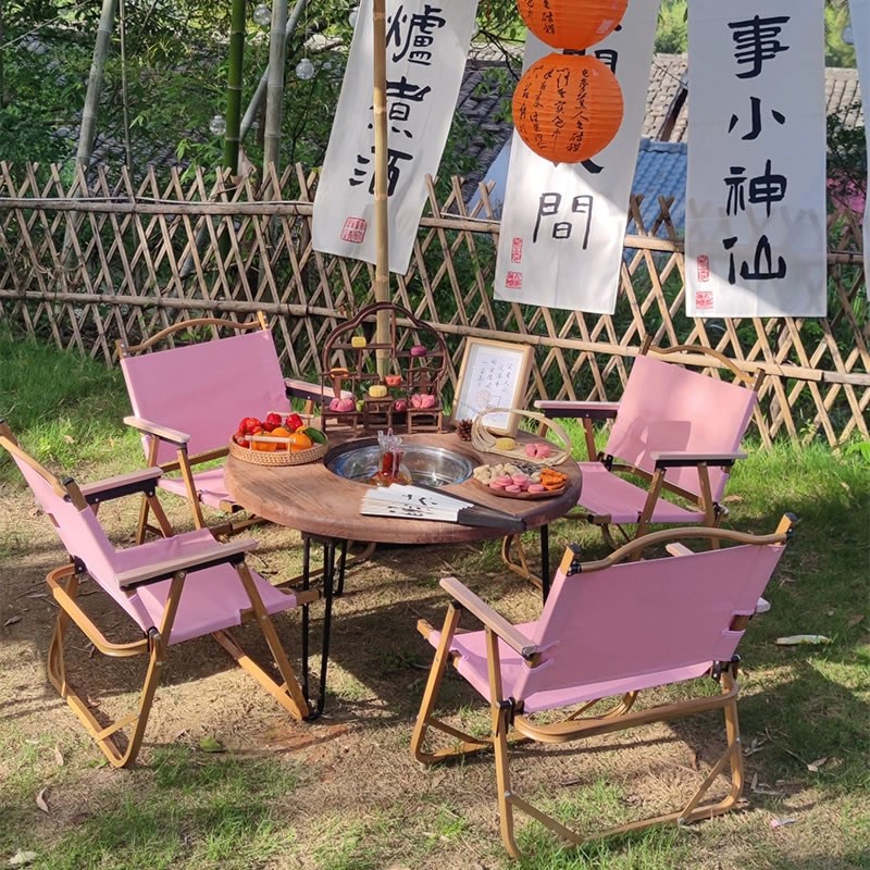 冬天围炉煮茶桌子折叠烧烤桌民宿茶几烧烤炉炭火炉露营烤火炉套装