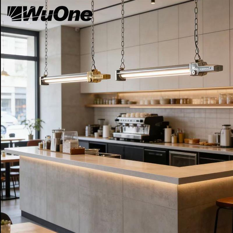 wuone灵光逸创复古工业风格长管日光灯铝材吊灯餐厅办公区吧台灯