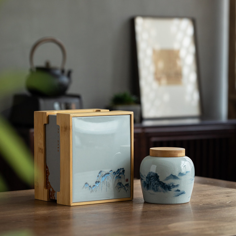 江山高档茶叶罐陶瓷密封罐白茶绿茶通用茶叶礼盒包装盒装空盒子