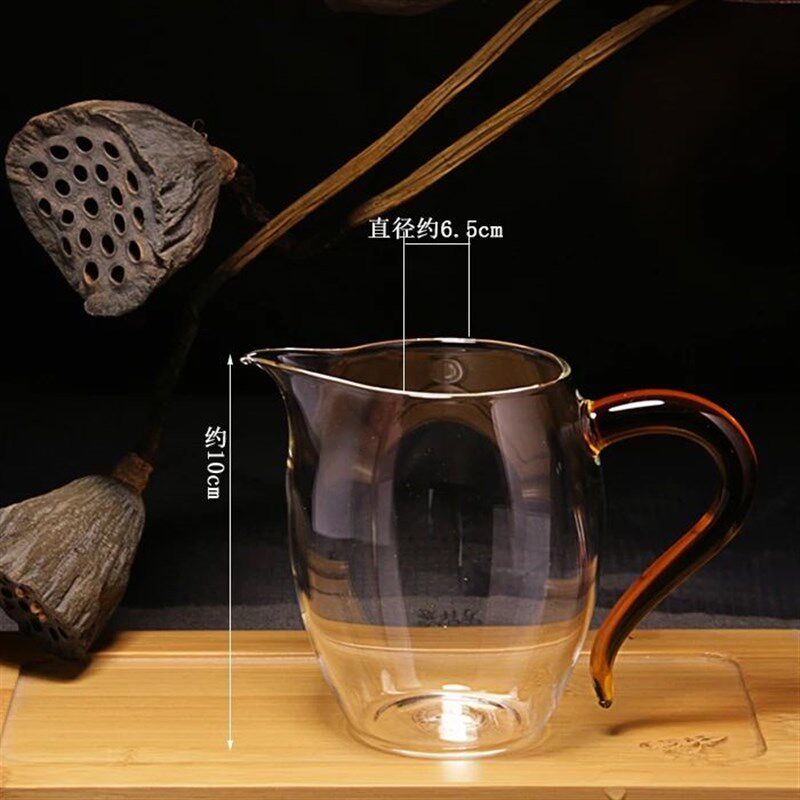 日式新款锤目纹玻璃公道杯加厚耐热分茶器带茶漏功夫茶具方形茶杯