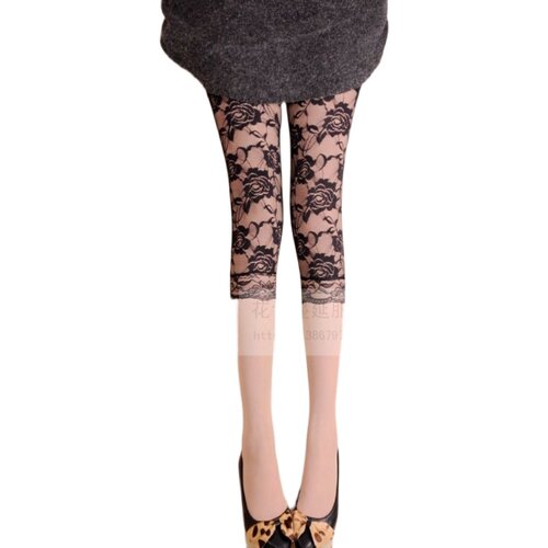 夏季防走光打底裤女外穿安全裤网纱7分七分裤蕾丝裤子防晒裤大码