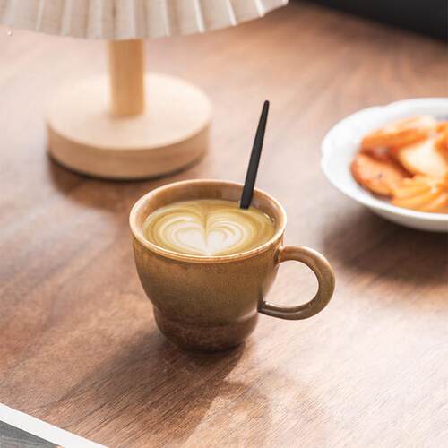 领美陶瓷咖啡杯碟套装家用办公室杯子马克杯茶杯粗陶窑变水杯套装