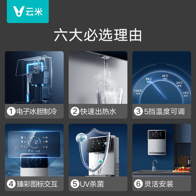 云米壁挂式Super 2E管线机速热管线机家用壁挂式加热5档水温调节