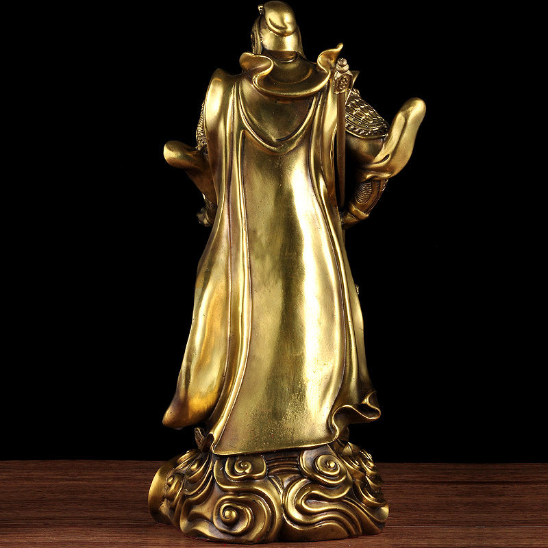 黄铜武财神关公摆件铜像招财家用供奉客厅玄关装饰品办公室工艺品