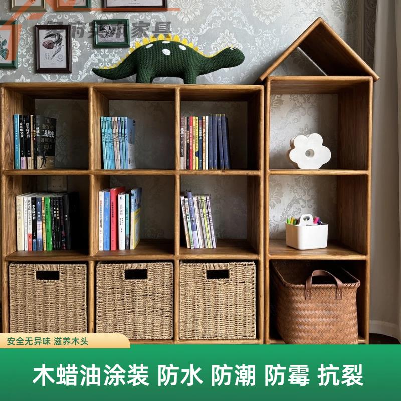 儿童实木书柜组合柜电视柜书架家用客厅多功能组合格子柜收纳柜
