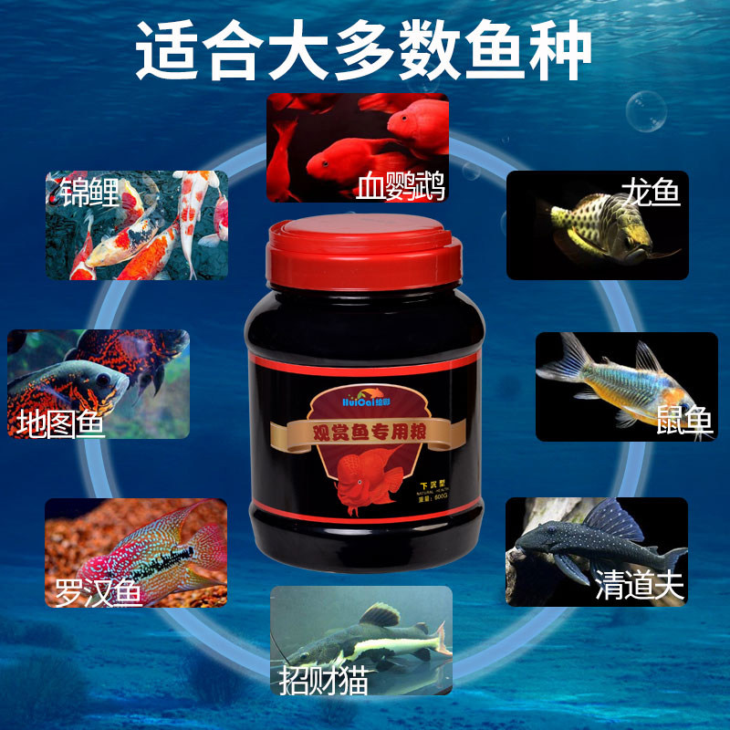 绘彩观赏鱼饲料下沉型 下沉血鹦鹉鱼饲料锦鲤鱼食增红增色沉底粮