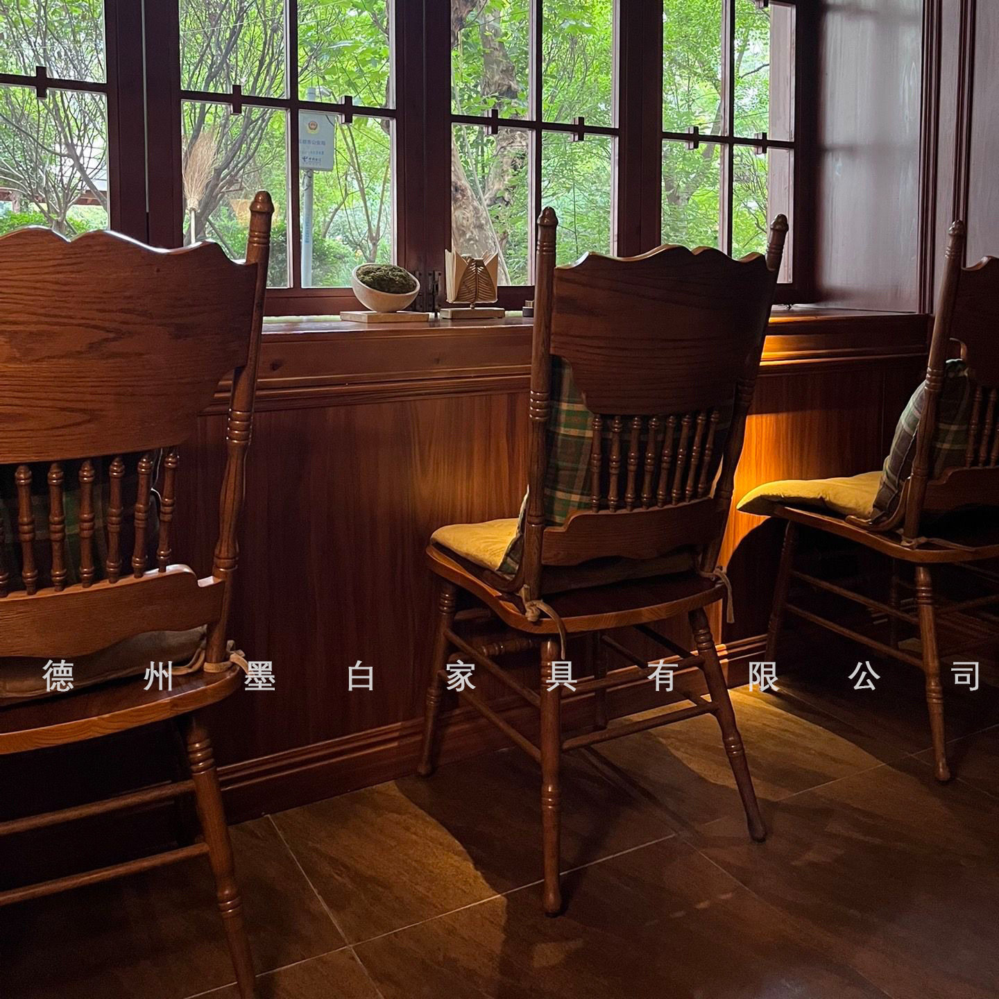 白蜡木美式法式复古风做旧餐椅民宿酒店餐厅酒吧设计师椅子温莎椅