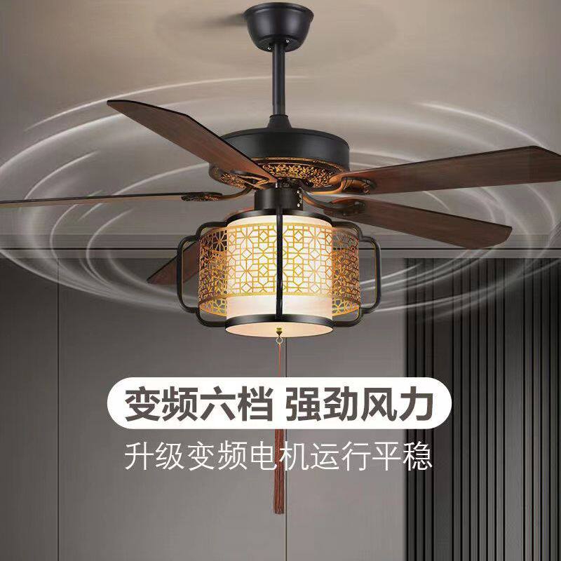一体新中式风扇灯吊扇大风力风扇灯商用餐饮店仿古风扇餐厅新款图片