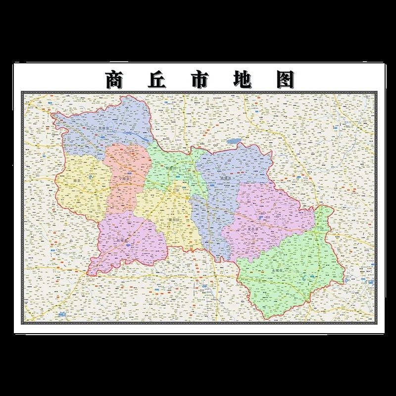 商丘市地图1.15m折叠家用高清办公室会议室书房新款墙贴装饰画