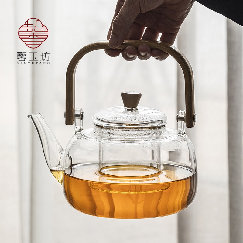 明谷耐高温玻璃煮茶壶带过滤提梁壶家用电陶炉烧水壶围炉煮茶器