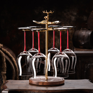 水晶玻璃葡萄高脚杯子醒酒器酒具家用高级感 大肚黑领结红酒杯套装