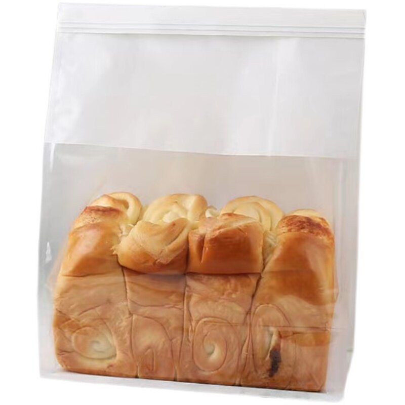 极简高档吐司袋 白色棉纸面包袋餐包袋防油透明烘焙铁丝自封袋