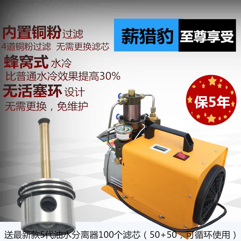 猎豹40MPA高压打气泵 220V水冷单缸打气机 12V车用电动充气泵 双