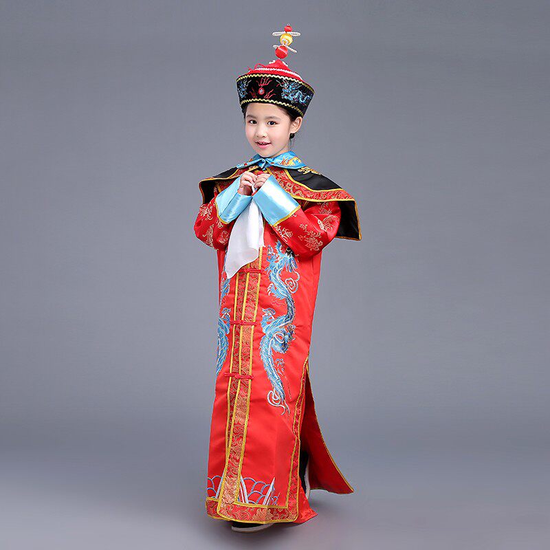 儿童古装男童清朝太子小皇帝满族少爷阿哥贝勒服男孩古代演出服装