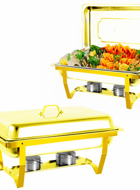 全镀金不锈钢折叠翻盖布菲炉自助餐炉跨境 gold chafing dish