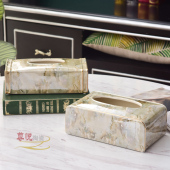 欧式 ktv样板房家用客厅茶几摆件 陶瓷纸巾盒高档复古餐巾盒抽纸盒