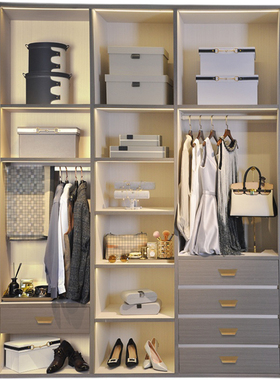 样板房间衣帽间组合套装主人房卧室软装饰品衣柜围巾外套搭配摆件