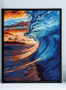 数字油画diy卧室手绘手工填充填色清新治愈花卉油彩挂画 夏橙熟了