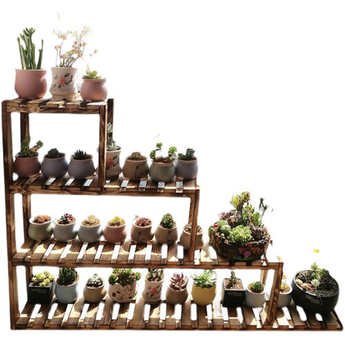 窗台多肉花架子实木室内阳台布置客厅阶梯多层飘窗落地花盆置物架