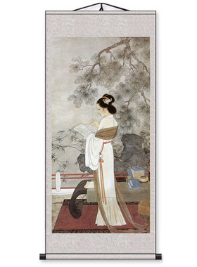 新款古代古典美人美女客厅字画装饰国画卧室人物工笔仕女卷轴挂画