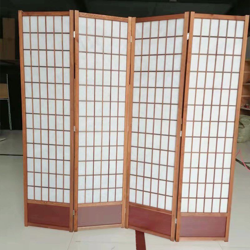 田园式木质屏风带档板折叠简约墙移动隔断摄影背景折屏樟子格