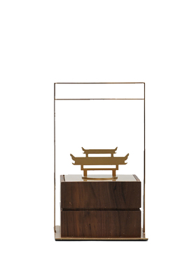 新中式胡桃木铁艺装饰盒摆件客厅书房餐桌提盒样板间酒店软装饰品