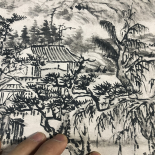 清 石溪道人髡残 雨洗山根图写意山水画微喷复制临摹装饰画稿挂轴