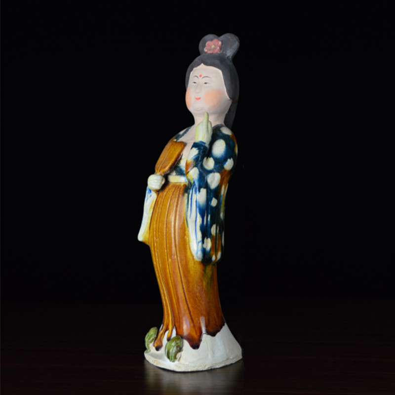 25cm仿古唐三彩仕女陶俑收藏 中式家居装饰摆件 中国特产文化礼品
