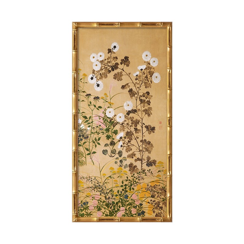 芳草繁花法式新中式轻奢装饰画组合客厅玄关中古风格高级感挂画