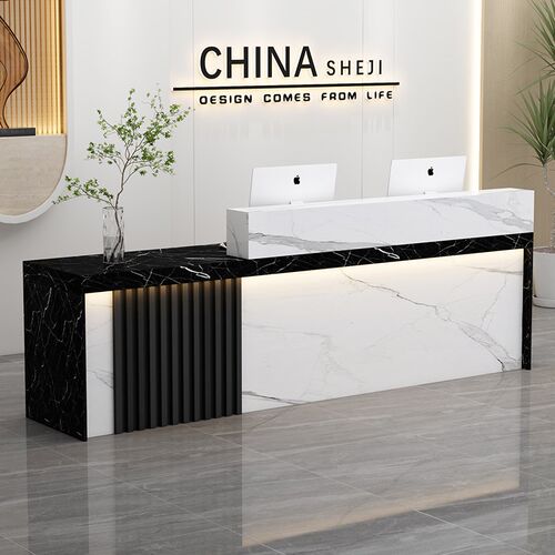 新中式烤漆服装店收银台公司小型前台美容院轻奢高级感吧台桌