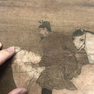 元 赵孟頫 柳荫试马图 名家山水人物宣纸国画立轴微喷名画复制品