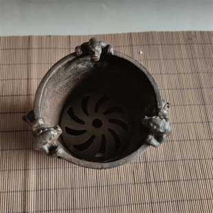 铸铁火煮热水烧烤取暖炭温酒炉雅居客厅茶舍摆件老铁器物件老怀旧
